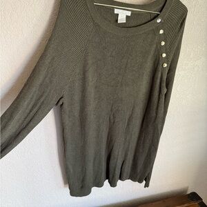 H&M Olive Green Ribbed Knit Sweater